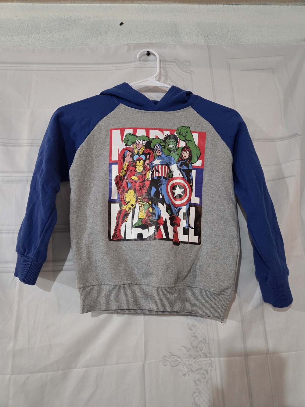 Marvel Kids Grey & Blue Hoodie with Avengers Graphic